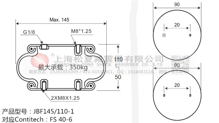 JBF145/110-1橡膠<a href='http://m.shimaoquan.com/' target='_blank'><u>空氣彈簧</u></a>