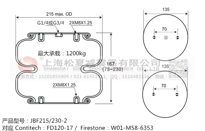 JBF215/230-2橡膠<a href='http://m.shimaoquan.com/' target='_blank'><u>空氣彈簧</u></a>