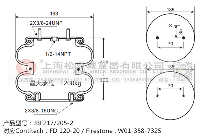 JBF217/205-2橡膠<a href='http://m.shimaoquan.com/' target='_blank'><u>空氣彈簧</u></a>