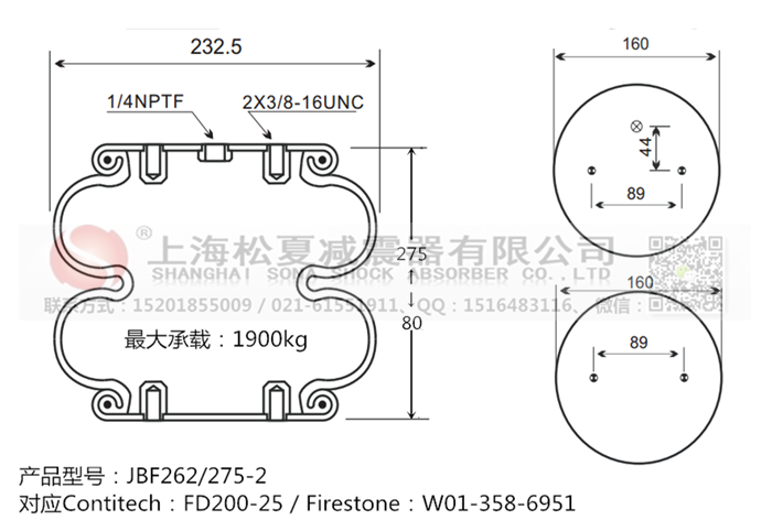 JBF262/275-2橡膠<a href='http://m.shimaoquan.com/' target='_blank'><u>空氣彈簧</u></a>